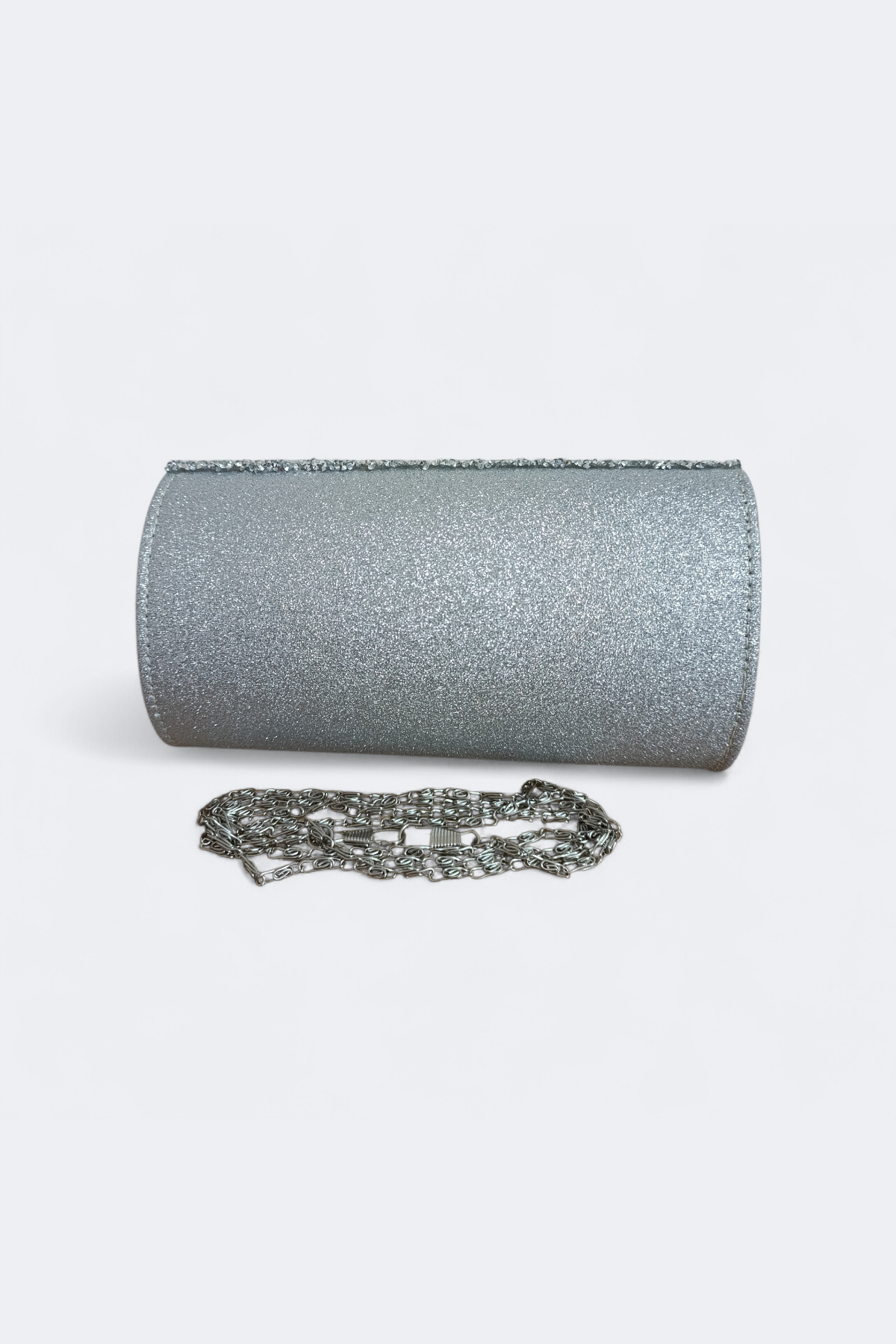Silver Crystal Stone Clutch Bag