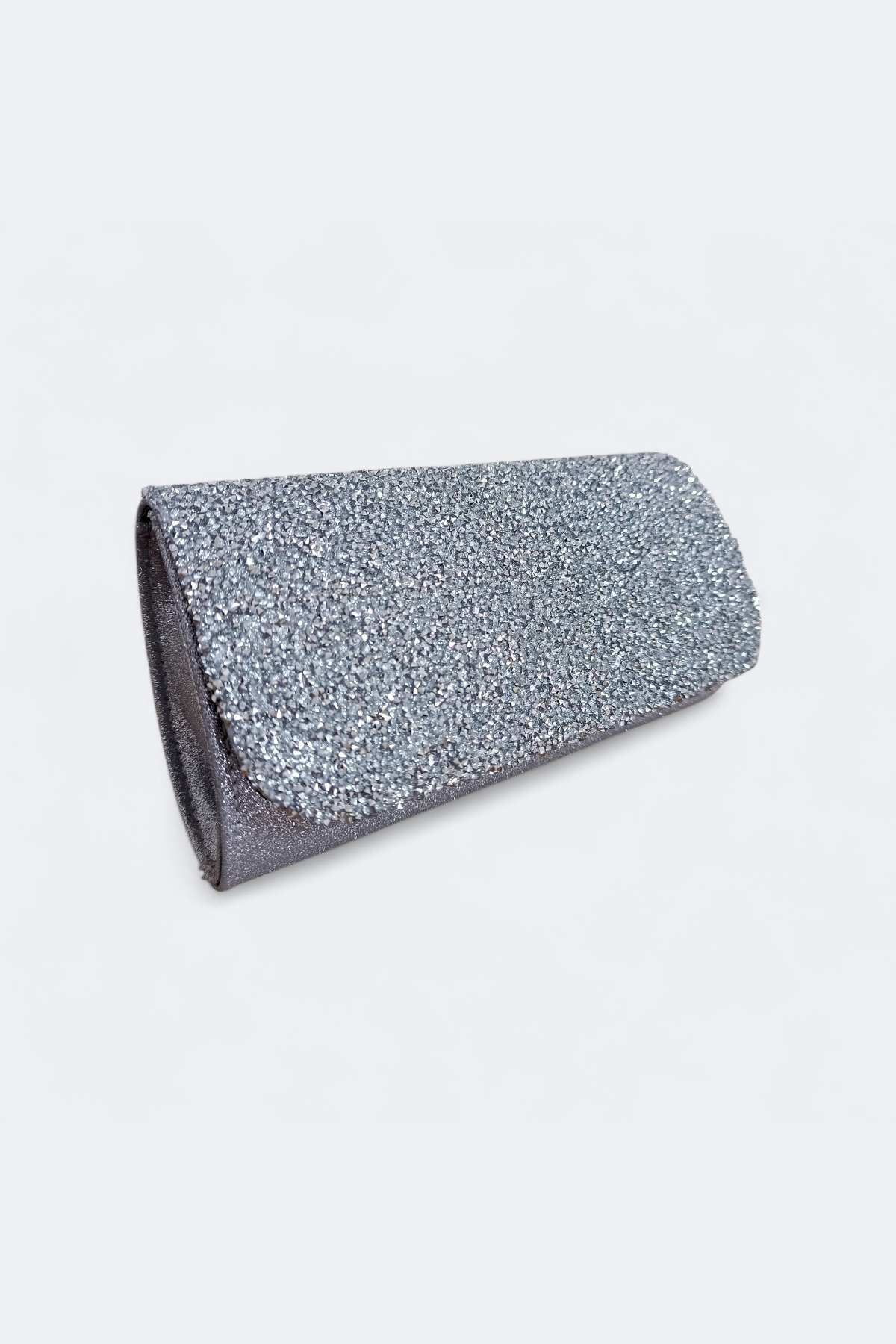 Silver Crystal Stone Clutch Bag