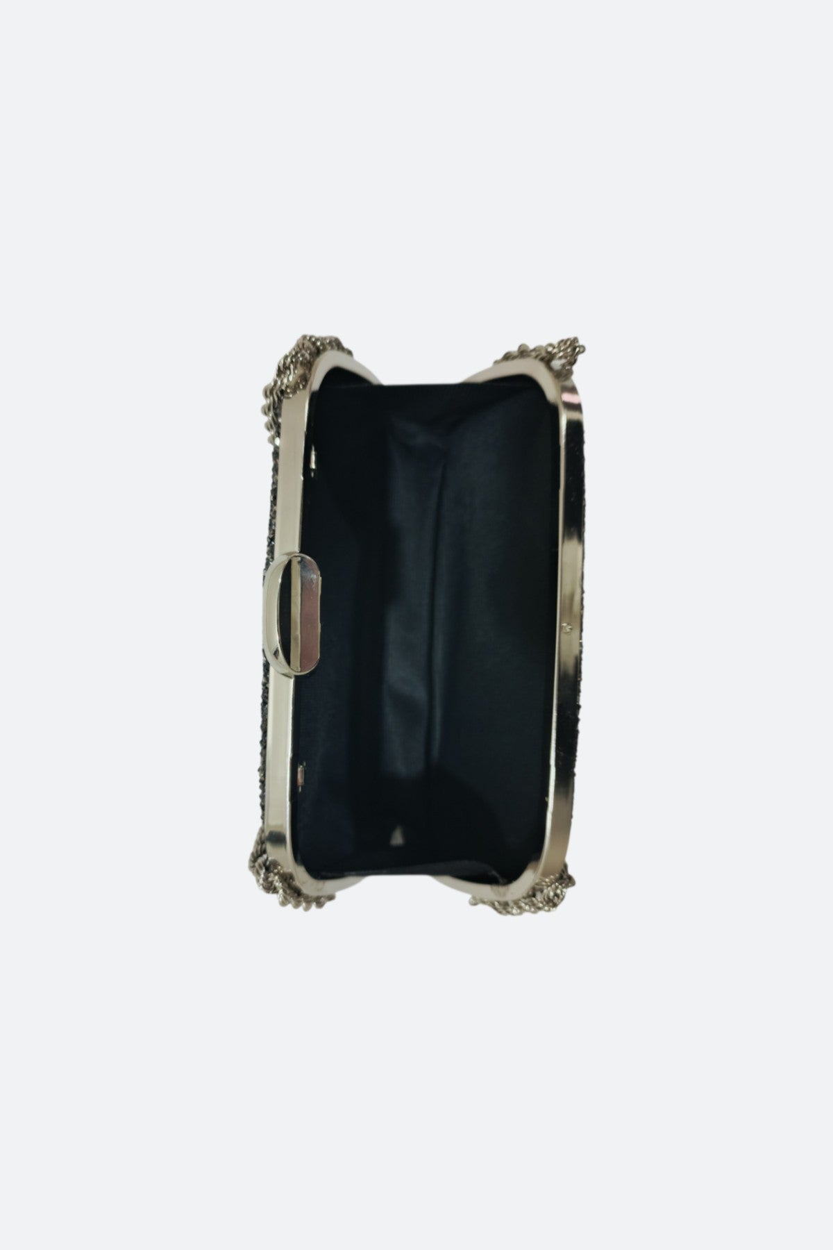 Crystal-Embellished Evening Bag with Chain Strap